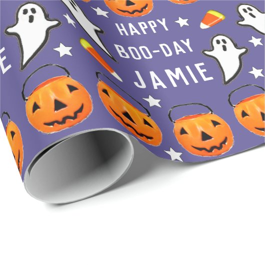 Persoonlijk Halloween-verjaardagsinpakpapier Cadeaupapier (Rol Hoek)
