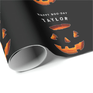 Persoonlijk Halloween-verjaardagsinpakpapier Cadeaupapier