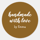 Persoonlijk Handgemaakt met Liefde Minimalistisch Ronde Sticker (Voorkant)