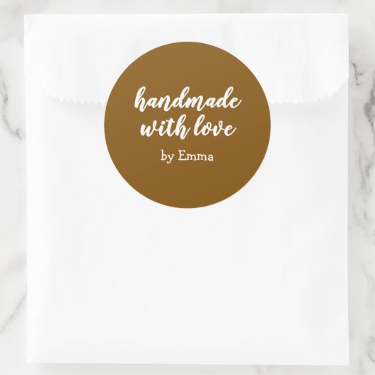 Persoonlijk Handgemaakt met Liefde Minimalistisch Ronde Sticker (Tas)