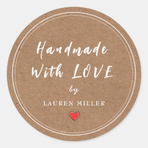 Persoonlijk Handgemaakt met liefde Ronde Sticker
