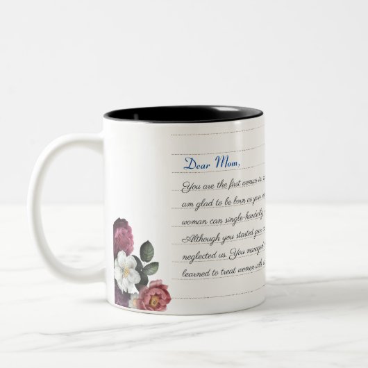 Persoonlijk handgeschreven handgeschreven handschr tweekleurige koffiemok (Links)