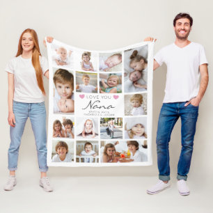 Persoonlijk Handgeschreven Love You Nana 15 Foto Fleece Deken