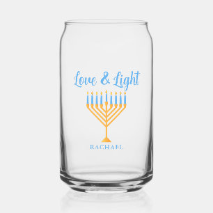 Persoonlijk Hanukkah Menorah Geschenk met Liefde & Blikvorm Glas