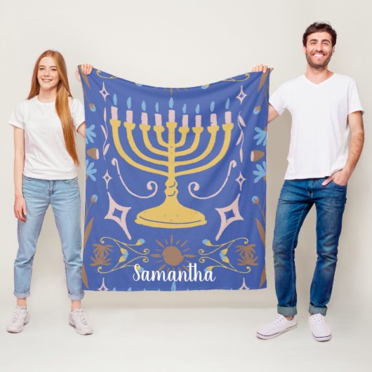 Persoonlijk Hanukkah-patroon Fleece Deken (In situ)