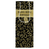 Persoonlijk: Happy 60th Birthday Gold/Black (W) Wijn Cadeautas (Voorkant)