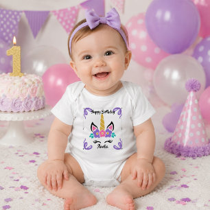 Persoonlijk Happy Birthday Eenhoorn Baby Body Romper