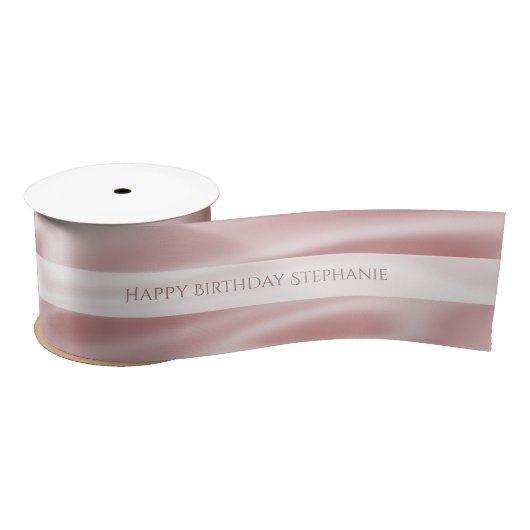 Persoonlijk "Happy Birthday" Faux Girly Pink Satin Satijnen Lint (Spoel)