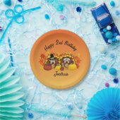 Persoonlijk Happy Birthday Owl Turkey Pilgrims Papieren Bordje (Feest)