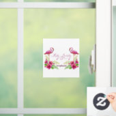 Persoonlijk Happy Birthday roze flamingos Flowers Raamsticker (Huis)