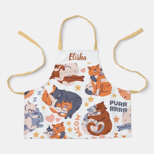 Persoonlijk Happy Cats Naam Design Schort (Voorkant)
