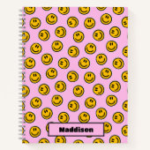 Persoonlijk Happy Face Pastel Preppy Notitieboek (Voorkant)