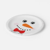 Persoonlijk Happy Face Snowman Red Bowtie Papieren Bordje (Gekanteld)
