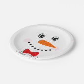 Persoonlijk Happy Face Snowman Red Bowtie Papieren Bordje (Gekanteld)