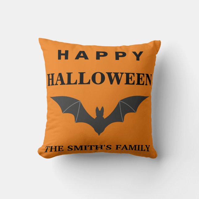 Persoonlijk Happy Halloween Bat Sierkussen (Voorkant)