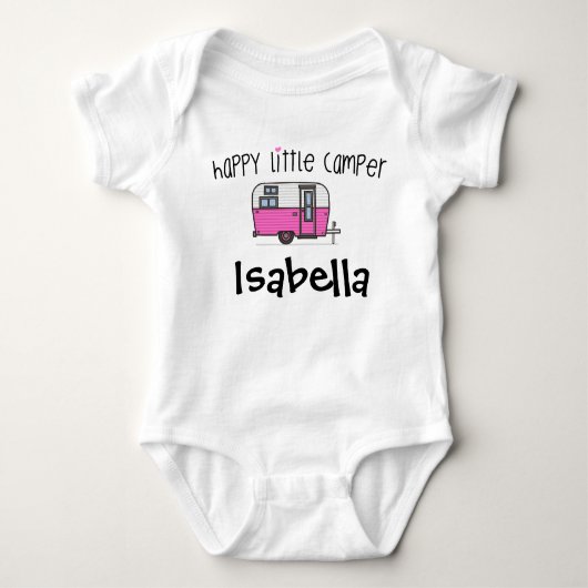 Persoonlijk Happy Little Camper Baby Bodysuit (Voorkant)