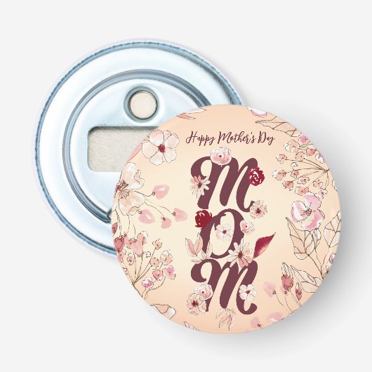 Persoonlijk Happy Moederdag mam Button Flesopener (Voorkant)