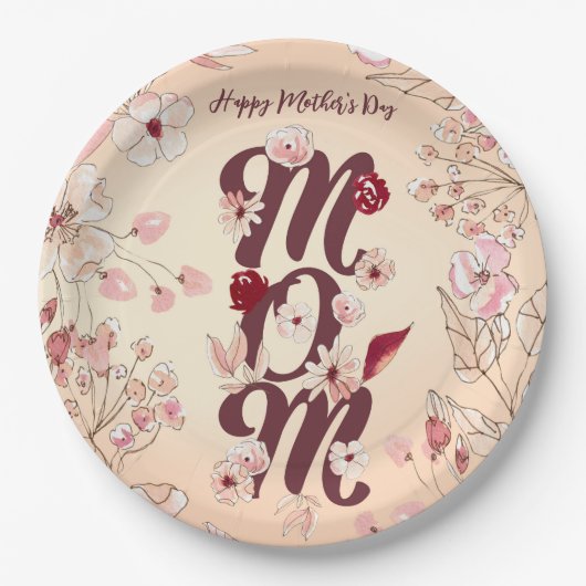 Persoonlijk Happy Moederdag mam Papieren Bordje (Voorkant)