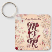 Persoonlijk Happy Moederdag Mam Warm Floral Sleutelhanger (Voorkant)