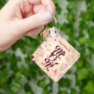 Persoonlijk Happy Moederdag Mam Warm Floral Sleutelhanger