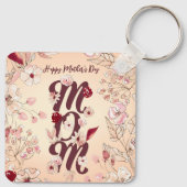 Persoonlijk Happy Moederdag Mam Warm Floral Sleutelhanger (Achterkant)