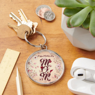 Persoonlijk Happy Moederdag Mam Warm Floral Sleutelhanger