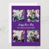 Persoonlijk Happy New Year-script 4 collage foto Feestdagenkaart (Voorkant / Achterkant)
