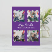 Persoonlijk Happy New Year-script met 4 collagefot Feestdagenkaart (Staand voorkant)