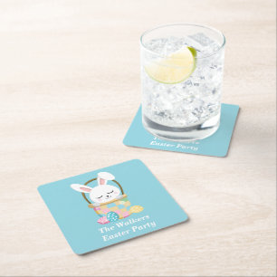 Persoonlijk Happy Pasen Baby Blauwe Feest Kartonnen Onderzetters