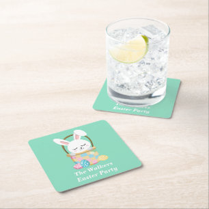 Persoonlijk Happy Pasen Feest Pastelgroen Kartonnen Onderzetters
