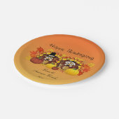 Persoonlijk Happy Thanksgiving Owl Turkey Pilgrims Papieren Bordje (Gekanteld)
