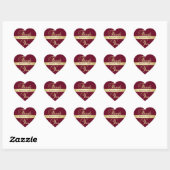 Persoonlijk hart BURGUNDY Gold Wedding Sticker (Vel)
