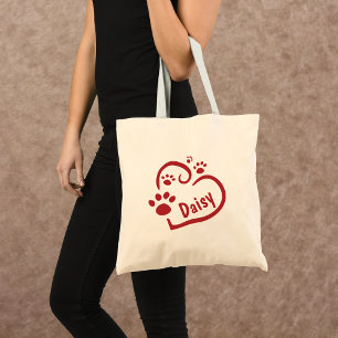 Persoonlijk Hart en Pootafdrukken Canvas Tote Bag