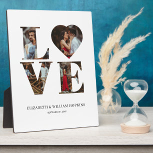 Persoonlijk Hart met 4 Foto's Verticale Plaquette Fotoplaat