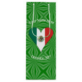 Persoonlijk hart met Mexicaanse vlag Wijn Cadeautas (Voorkant)
