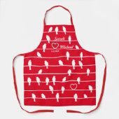 Persoonlijk Hart Met Rood Streep Love Birds Schort (Voorkant)