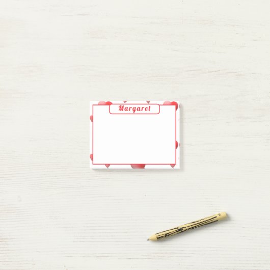 Persoonlijk hart post-it® notes (Op bureau)