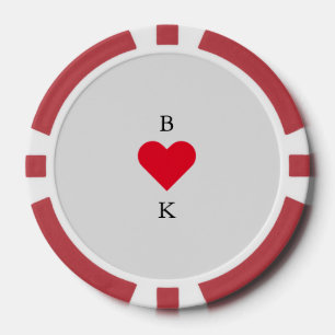 Persoonlijk Hart Rood & Grijs Poker Chips