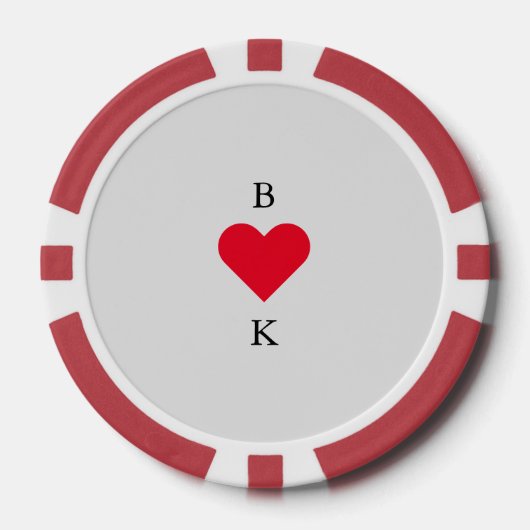 Persoonlijk Hart Rood & Grijs Poker Chips (Voorkant)