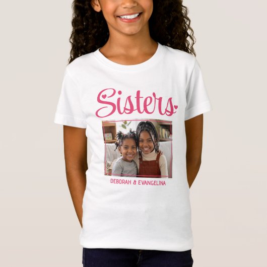 Persoonlijk Hart Script Foto ZUSTERS T-shirt (Voorkant)
