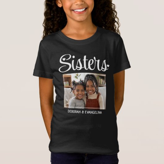 Persoonlijk Hart Script Foto ZUSTERS T-shirt (Voorkant)