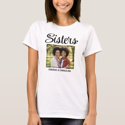 Persoonlijk Hart Script Foto ZUSTERS T-shirt (Voorkant)
