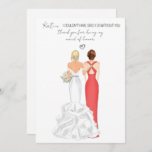 Persoonlijk hartelijk dank dat je mijn getuige ben kaart (Voorkant / Achterkant)