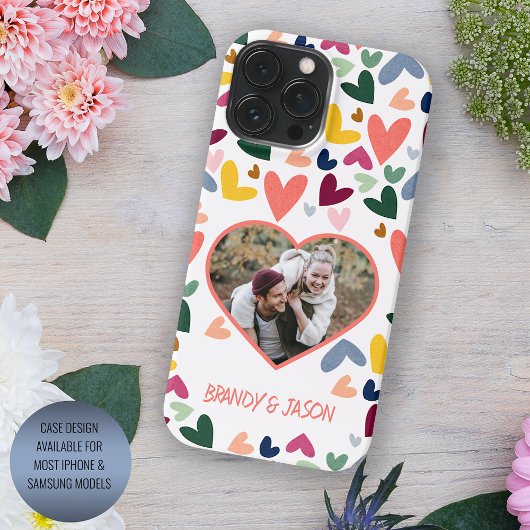 Persoonlijk Hartjes Kunstpatroon in Kleur Case-Mate iPhone Case