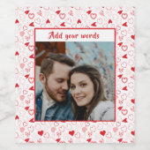 Persoonlijk hartjespatroon wijnlabel met foto wijn etiket (Enkel label)