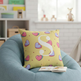 Persoonlijk hartkussen Roze en Geel Kussen