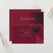 Persoonlijk Hartontwerp 'Love You More Each Day' Kaart (Voorkant / Achterkant in situ)