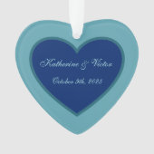 Persoonlijk Hartvormig Blauw Ornament  (voorkant)