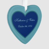Persoonlijk Hartvormig Blauw Ornament  (voorkant)