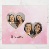 Persoonlijk Hartvormig Foto Label voor Zusters Likeurfles Etiket (Enkel label)